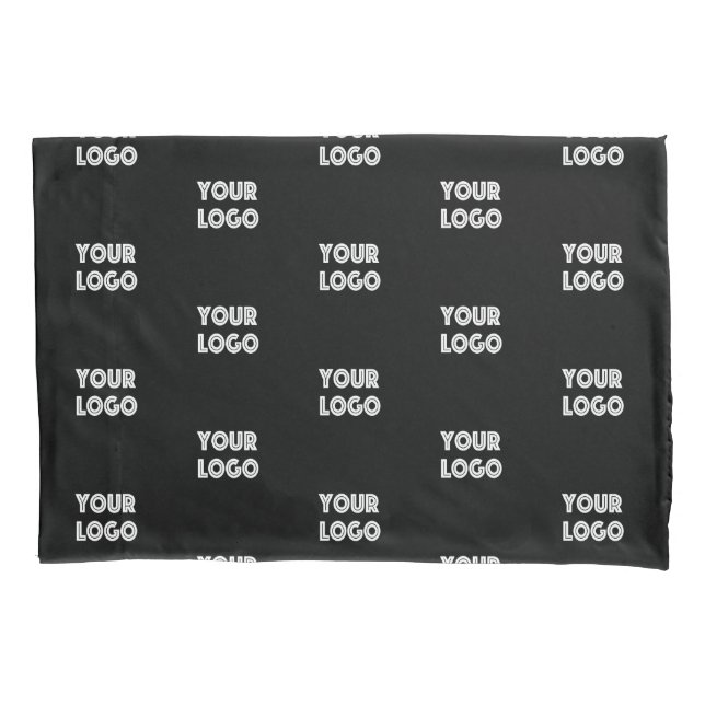 Your Logo Simple Repeating Logo | Black Pillow Case (Front)