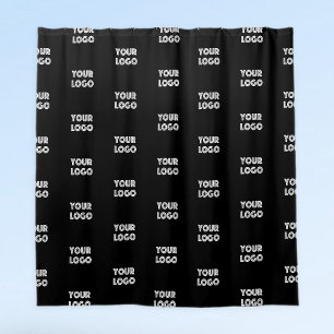 Your Logo Simple Repeating Logo Black Shower Curtain