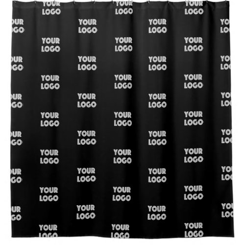 Your Logo Simple Repeating Logo  Black Shower Curtain