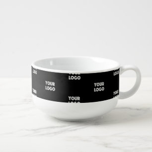 Your Logo Simple Repeating Logo Black Soup Mug
