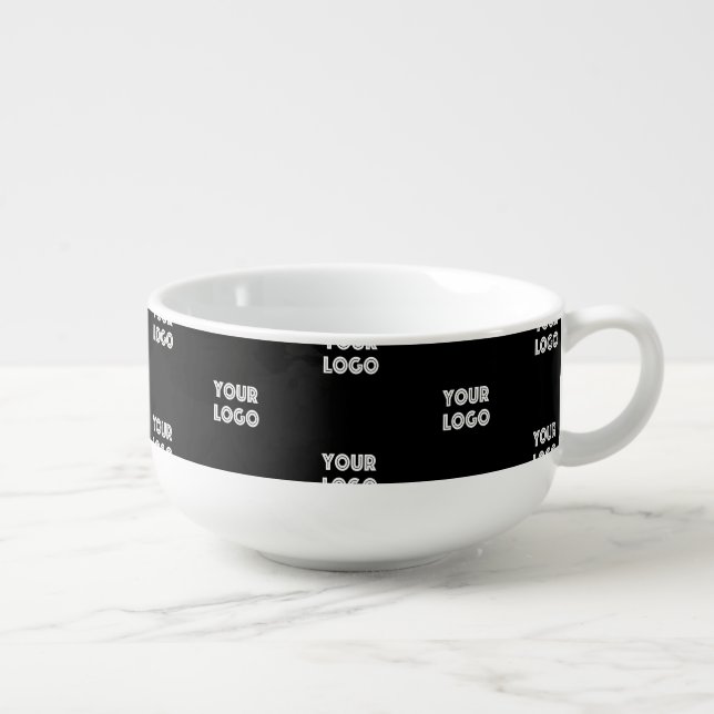 Your Logo Simple Repeating Logo | Black Soup Mug (Left)
