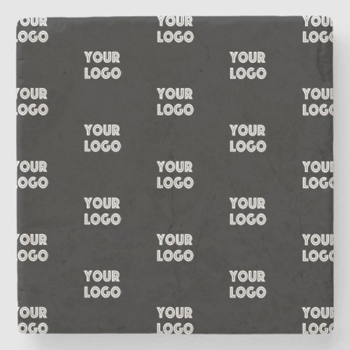 Your Logo Simple Repeating Logo  Black Stone Coaster