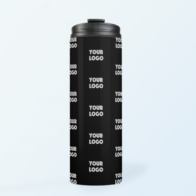 Your Logo Simple Repeating Logo | Black Thermal Tumbler (Creator Uploaded)