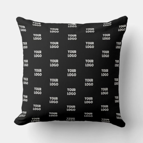 Your Logo Simple Repeating Logo  Black Throw Pillow