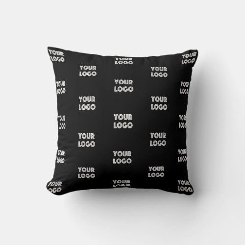 Your Logo Simple Repeating Logo  Black Throw Pillow