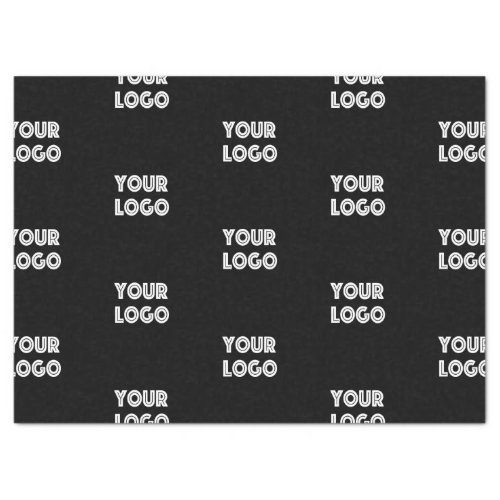 Your Logo Simple Repeating Logo  Black Tissue Paper