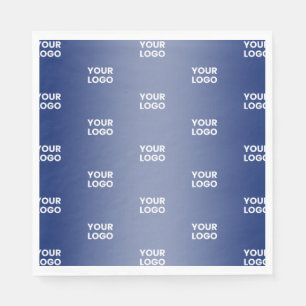 Your Logo Simple Repeating Logo Blue Gradient Napkins