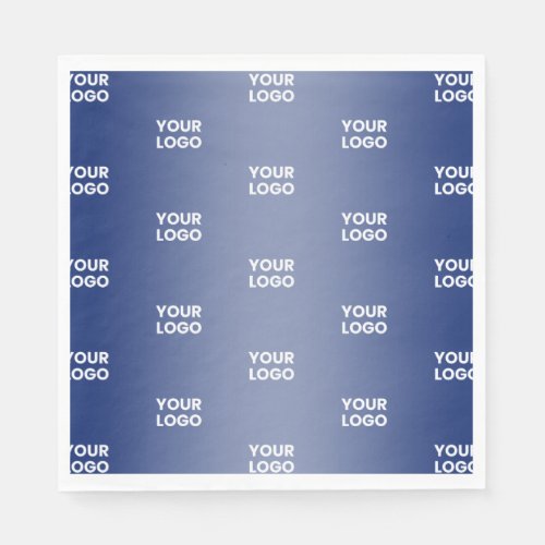 Your Logo Simple Repeating Logo  Blue Gradient Napkins