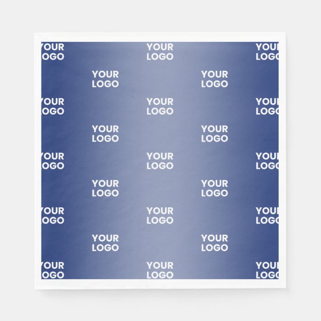Your Logo Simple Repeating Logo | Blue Gradient Napkins (Front)