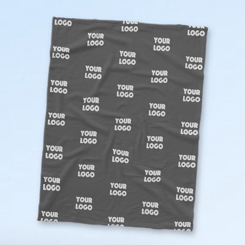 Your Logo Simple Repeating Logo  Grey Fleece Blanket