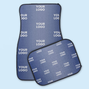 Your Logo Simple Repeating Logo Navy Blue Gradient Car Floor Mat