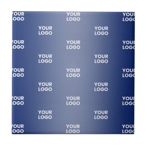 Your Logo Simple Repeating Logo Navy Blue Gradient Ceramic Tile