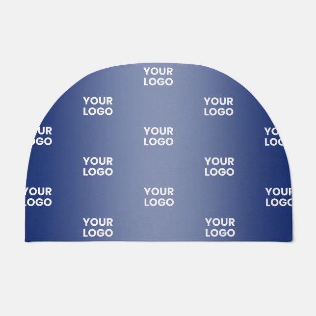 Your Logo Simple Repeating Logo Navy Blue Gradient Doormat (Front)