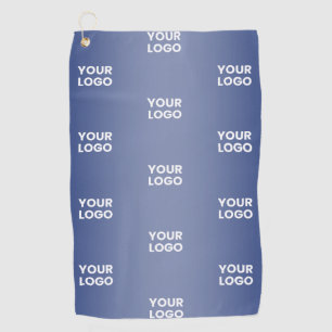 Your Logo Simple Repeating Logo Navy Blue Gradient Golf Towel