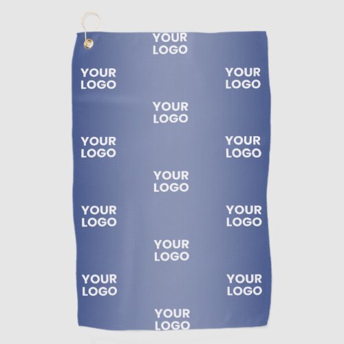 Your Logo Simple Repeating Logo Navy Blue Gradient Golf Towel