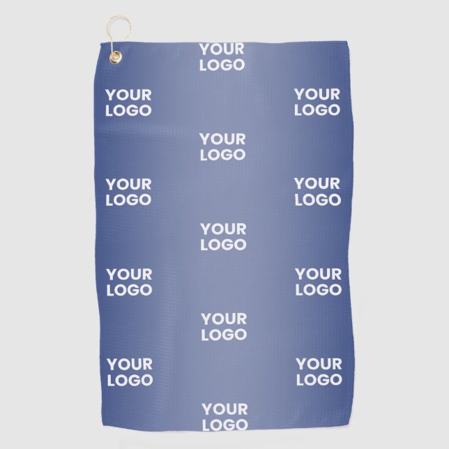 Your Logo Simple Repeating Logo Navy Blue Gradient Golf Towel (Front)