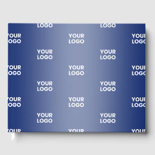 Your Logo Simple Repeating Logo Navy Blue Gradient Guest Book