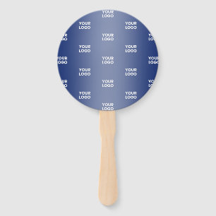 Your Logo Simple Repeating Logo Navy Blue Gradient Hand Fan