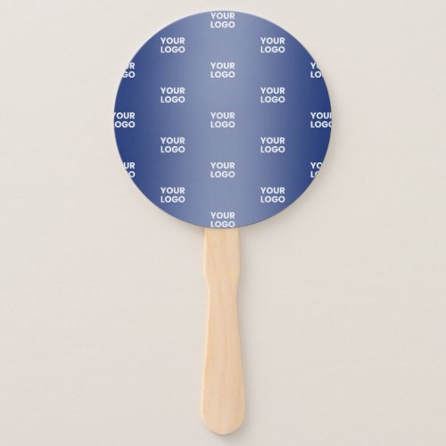 Your Logo Simple Repeating Logo Navy Blue Gradient Hand Fan