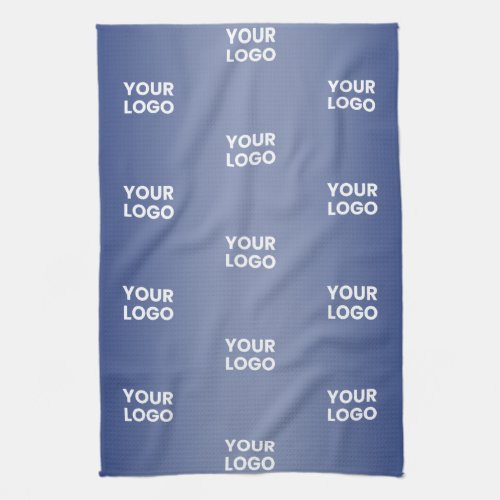 Your Logo Simple Repeating Logo Navy Blue Gradient Kitchen Towel