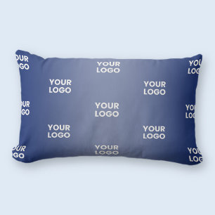 Your Logo Simple Repeating Logo Navy Blue Gradient Lumbar Pillow