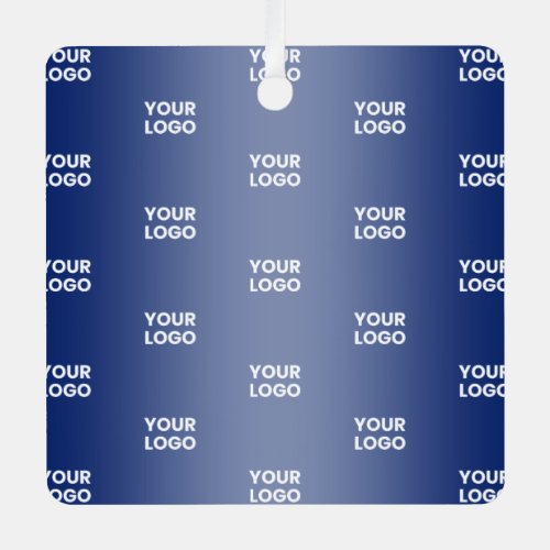 Your Logo Simple Repeating Logo Navy Blue Gradient Metal Ornament