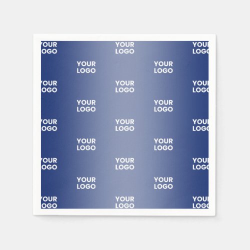 Your Logo Simple Repeating Logo Navy Blue Gradient Napkins