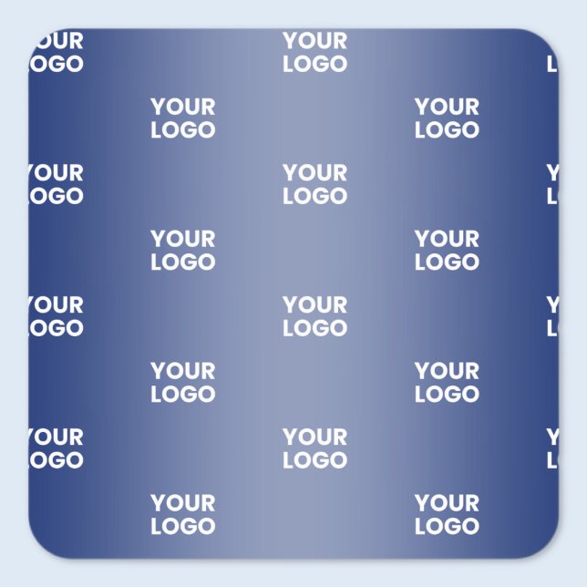 Your Logo Simple Repeating Logo Navy Blue Gradient Square Sticker (Creator Uploaded)