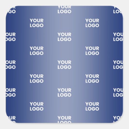 Your Logo Simple Repeating Logo Navy Blue Gradient Square Sticker