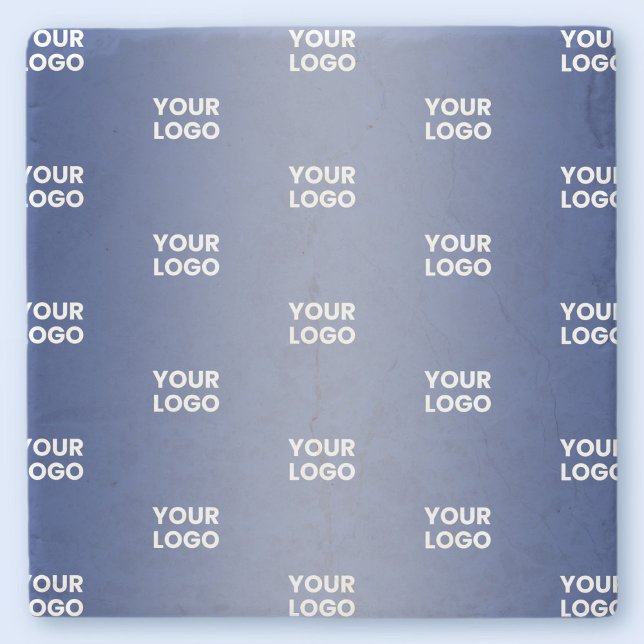 Your Logo Simple Repeating Logo Navy Blue Gradient Stone Coaster (Creator Uploaded)