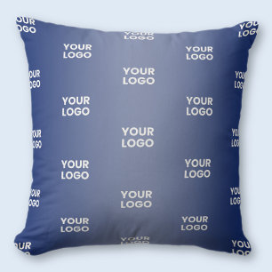 Your Logo Simple Repeating Logo Navy Blue Gradient Throw Pillow