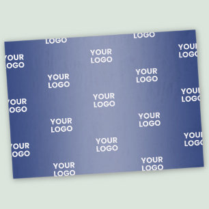 Your Logo Simple Repeating Logo Navy Blue Gradient Tissue Paper