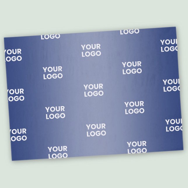 Your Logo Simple Repeating Logo Navy Blue Gradient Tissue Paper (Creator Uploaded)