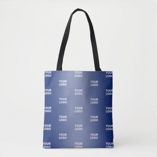 Your Logo Simple Repeating Logo Navy Blue Gradient Tote Bag