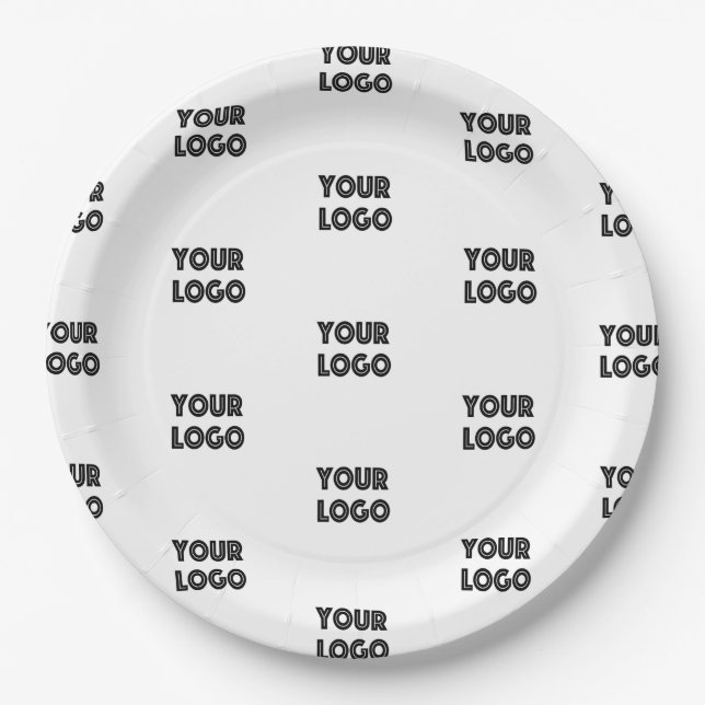 Your Logo Simple Repeating Logo Paper Plates (Front)