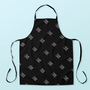 Your Logo Simple Repeating Logo Pattern   Black Apron
