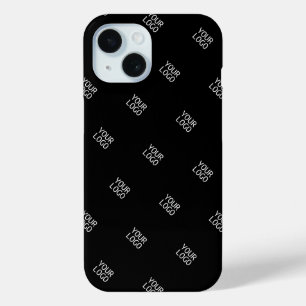 Your Logo Simple Repeating Logo Pattern Black iPhone 15 Case