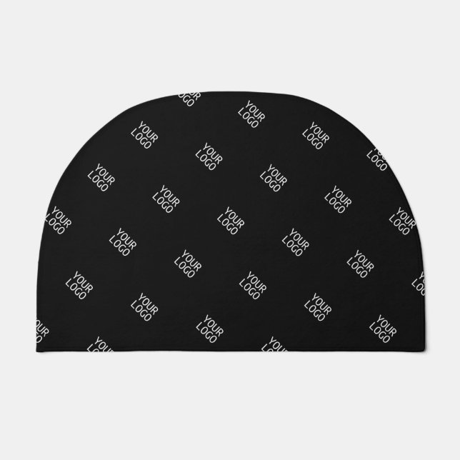 Your Logo Simple Repeating Logo Pattern | Black Doormat (Front)