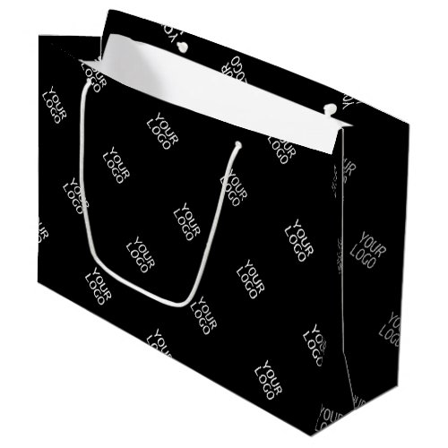 Your Logo Simple Repeating Logo Pattern  Black Large Gift Bag