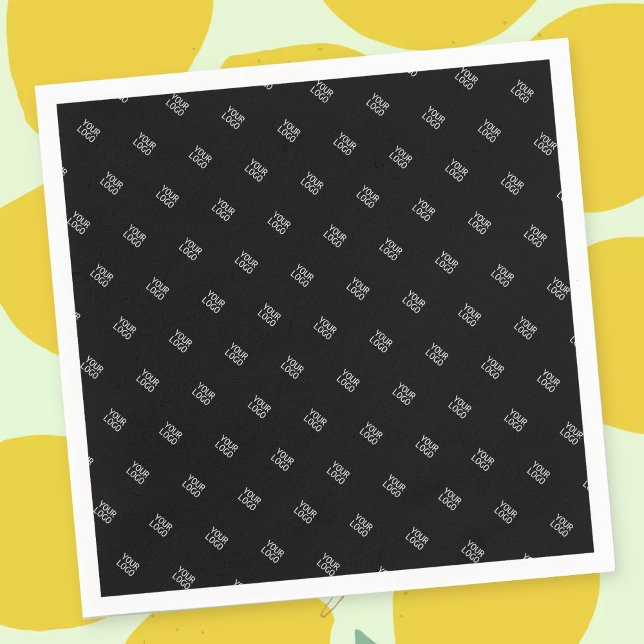 Your Logo Simple Repeating Logo Pattern | Black Napkins (Creator Uploaded)