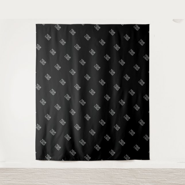 Your Logo Simple Repeating Logo Pattern | Black Tapestry (Front)