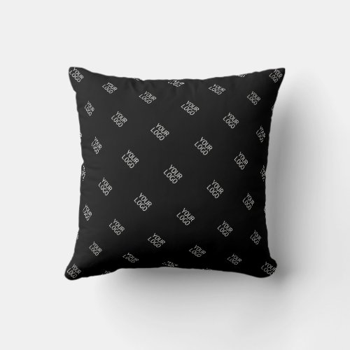 Your Logo Simple Repeating Logo Pattern  Black Throw Pillow
