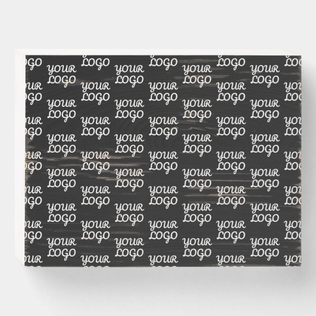 Your Logo | Simple Repeating Logo Pattern  Wooden Box Sign (Front Horizontal)