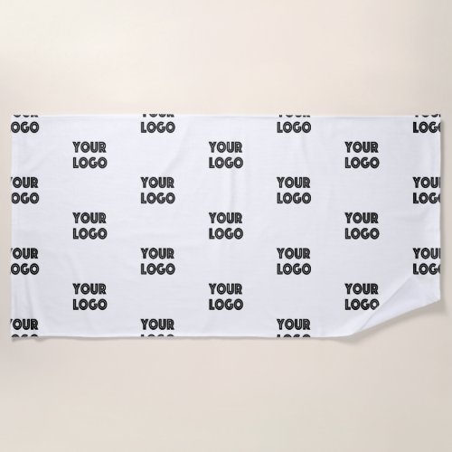 Your Logo Simple Repeating Logo  White Beach Towel