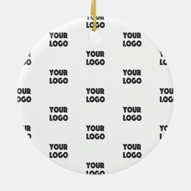 Your Logo Simple Repeating Logo | White Ceramic Ornament (Back)