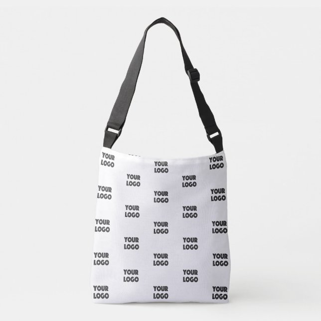 Your Logo Simple Repeating Logo | White Crossbody Bag (Front)