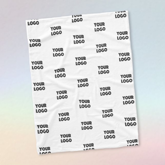 Your Logo Simple Repeating Logo | White Fleece Blanket (Creator Uploaded)