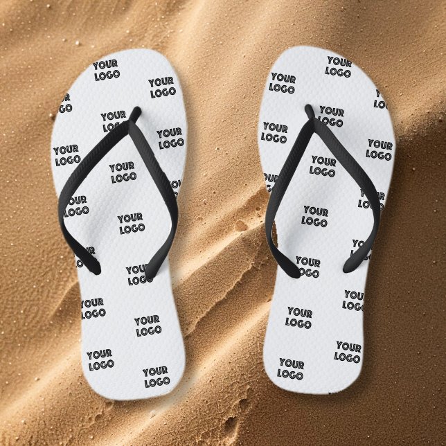 Your Logo Simple Repeating Logo | White Flip Flops (Creator Uploaded)