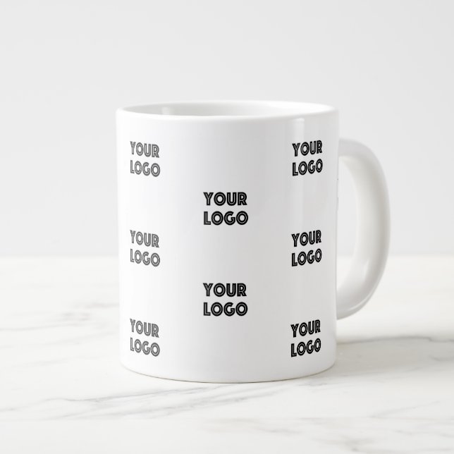 Your Logo Simple Repeating Logo | White Giant Coffee Mug (Front Right)
