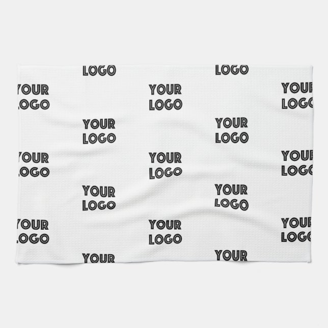 Your Logo Simple Repeating Logo | White Kitchen Towel (Horizontal)